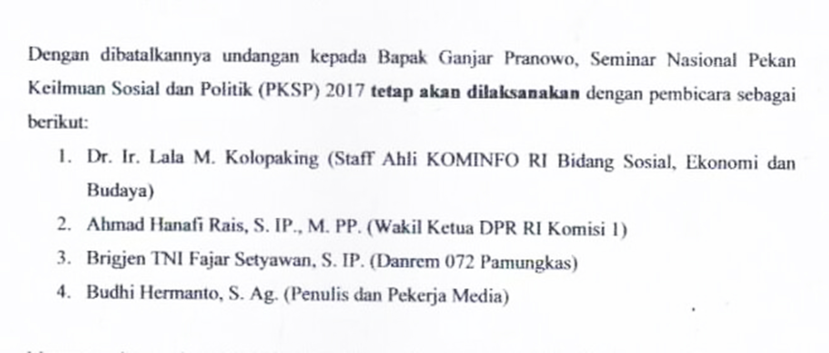 Batal Undang Ganjar, UMY Datangkan Militer